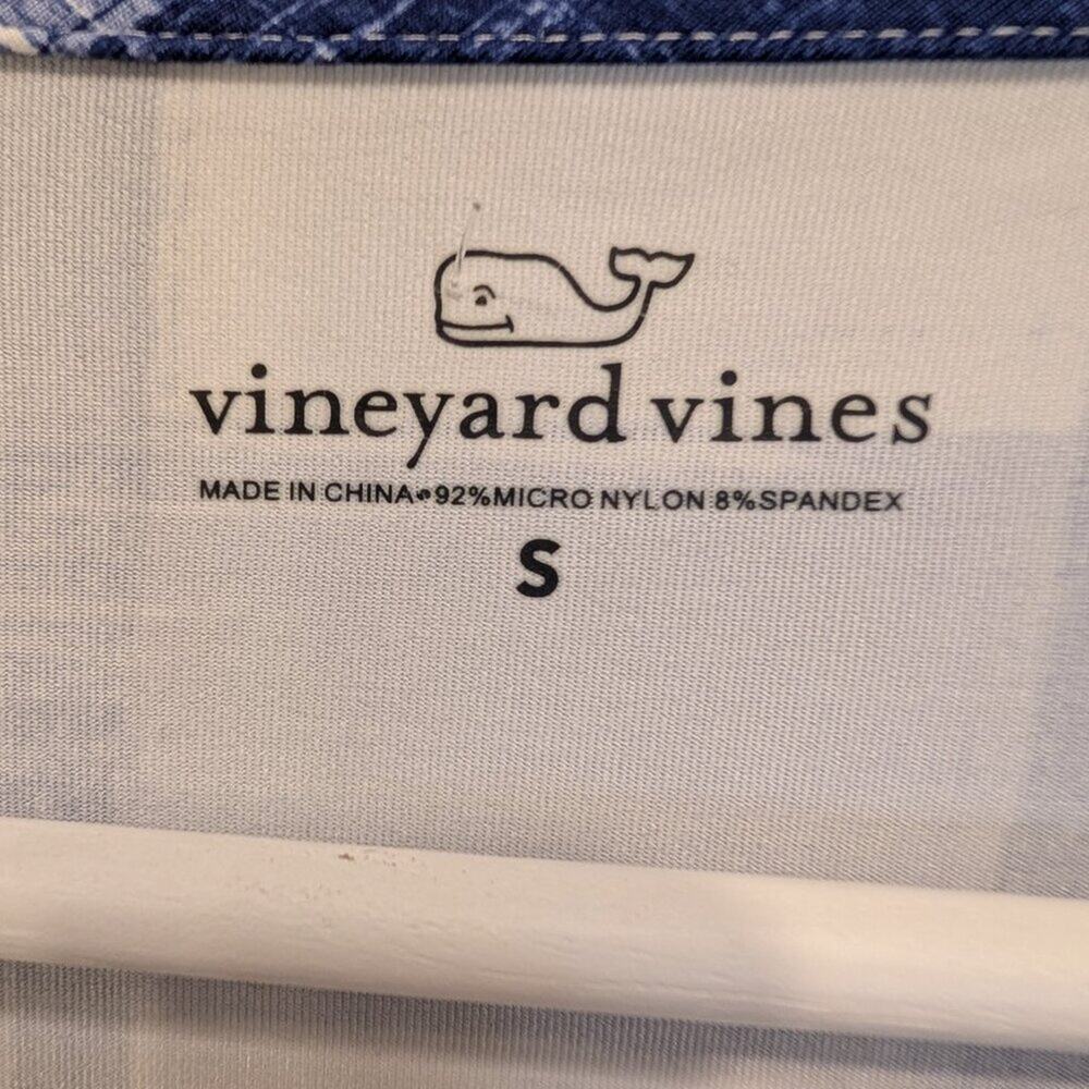 Vineyard Vines Flare Dress Painted Gingham Print Sleeveless Blue/White - Size S - Picture 5 of 6